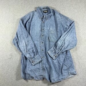 Resistol Rodeo Gear Mens XXL Denim Western Shirt Light Wash Long Sleeve Cotton